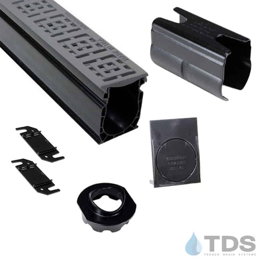 NDS Slim Channel Kit with NDS 9253 Square Deco Grate - GRAY