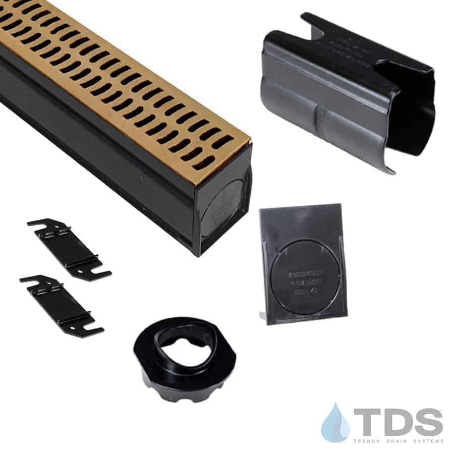 NDS Slim Channel Kit with TDS Bronze Slotted Grate - Brushed Finish