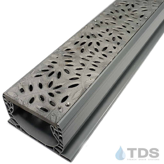 NDS Spee-D® Channel w/ 252CI Botanical Cast Iron 4"x24" RAW Grate