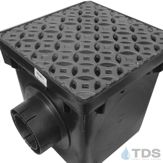 NDS 12" Catch Basin Kit with Iron Age Interlaken Grate | Natural