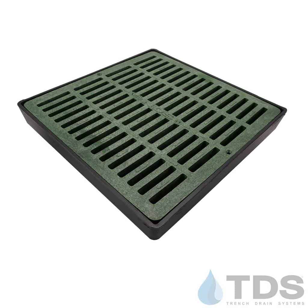 NDS 12" Low Profile Catch Basin Kit with NDS Slotted Grate | Green