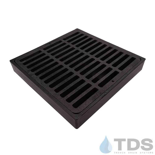 NDS 9" Low Profile Catch Basin Kit with NDS Slotted Grate | Black