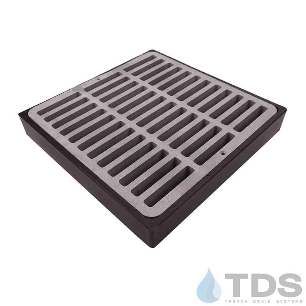 NDS 9" Low Profile Catch Basin Kit with NDS Slotted Grate | Gray