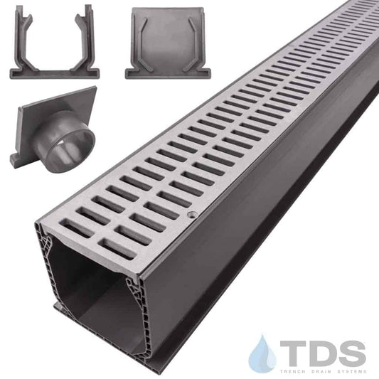 NDS 3" Gray Mini Channel Kit with NDS Slotted Grate - Gray