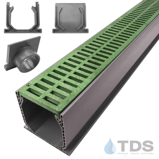 NDS 3" Gray Mini Channel Kit with NDS Slotted Grate - Green