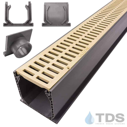 NDS 3" Gray Mini Channel Kit with NDS Slotted Grate - Sand