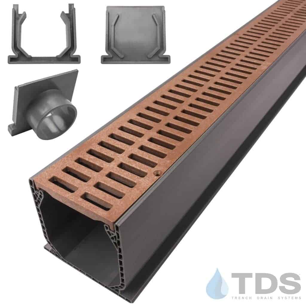 NDS 3" Gray Mini Channel Kit with NDS Slotted Grate - Brick Red