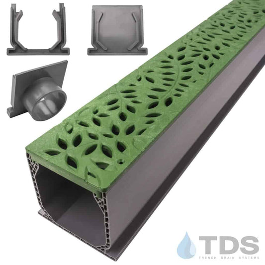 NDS 3" Gray Mini Channel Kit with NDS Botanical Grate - Green
