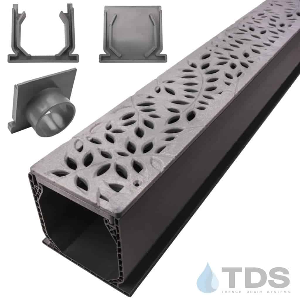 NDS 3" Gray Mini Channel Kit with NDS Botanical Grate - Gray