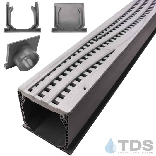 NDS 3" Gray Mini Channel Kit with NDS Wave Grate - Gray