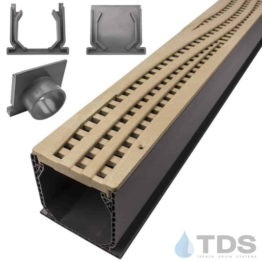 NDS 3" Gray Mini Channel Kit with NDS Wave Grate - Sand