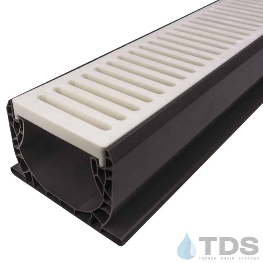 NDS Spee-D® Channel w/ 240 Slotted HDPE 4"x24" White Grate
