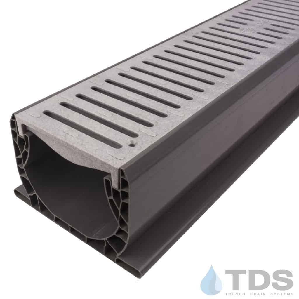 NDS Spee-D® Channel w/ 241 Slotted HDPE 4"x24" Gray Grate
