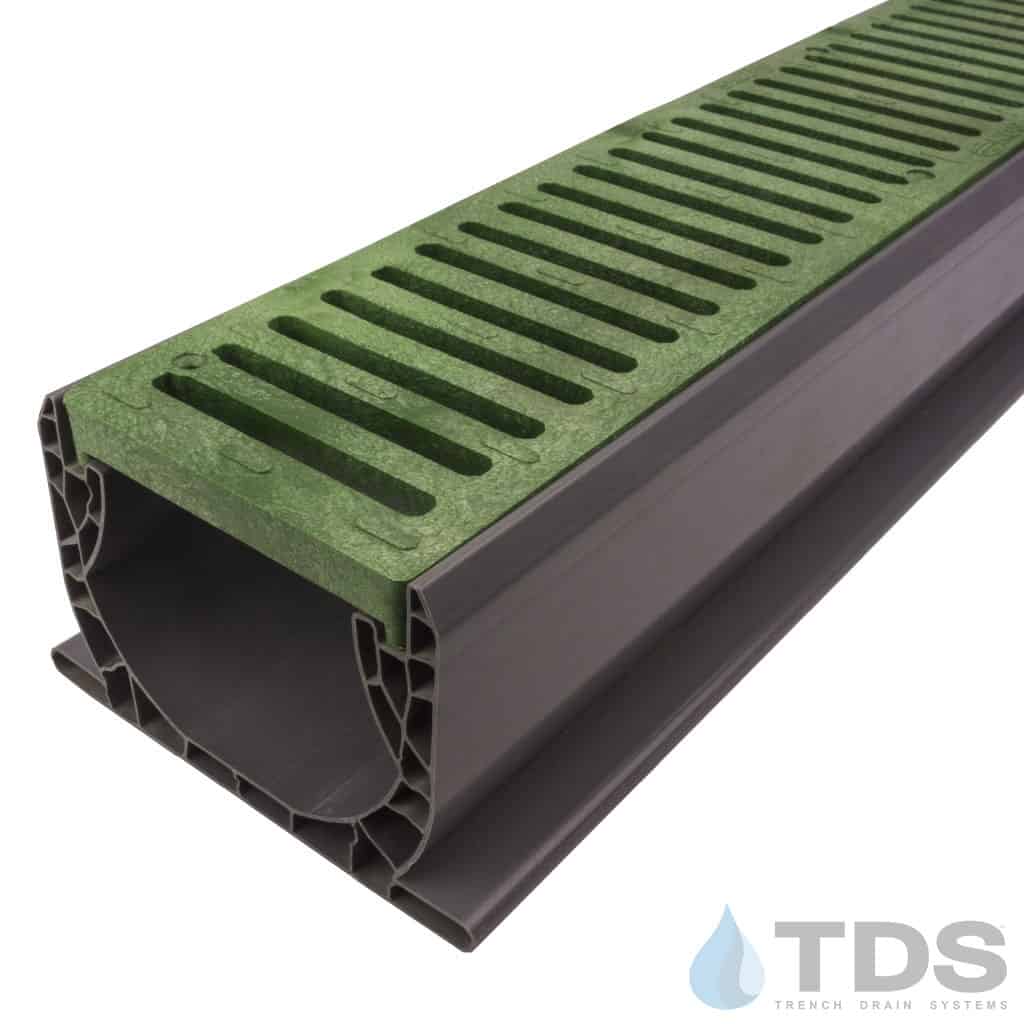 NDS Spee-D® Channel w/ 242 Slotted HDPE 4"x24" Green Grate