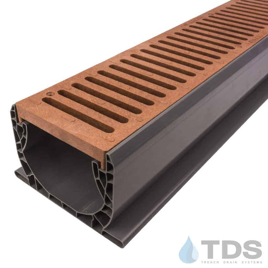 NDS Spee-D® Channel w/ 251 Slotted HDPE 4"x24" Brick Red Grate