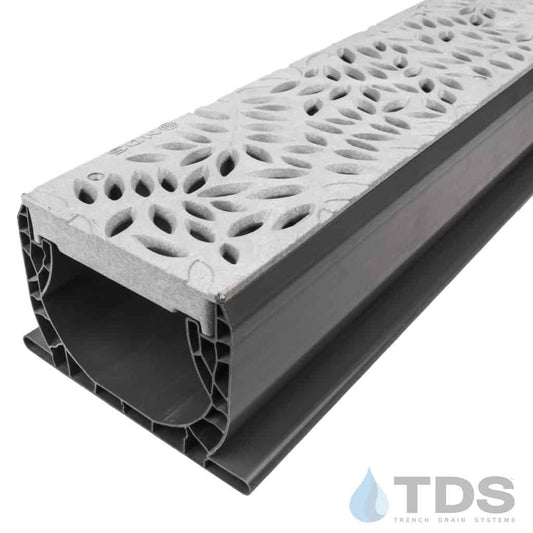 NDS Spee-D® Channel w/ 252GY Botanical HDPE 4"x24" Gray Grate