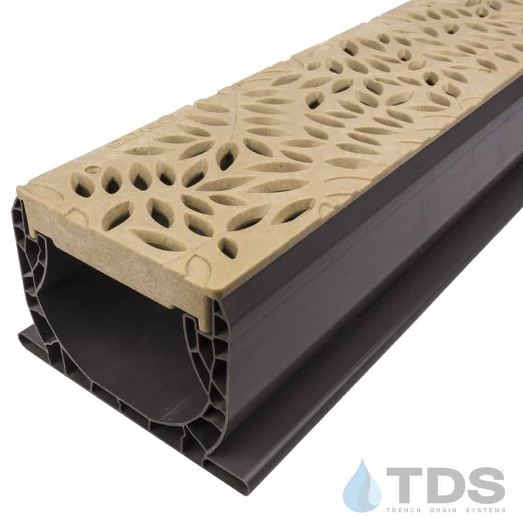 NDS Spee-D® Channel w/ 252S Botanical HDPE 4"x24" Sand Grate