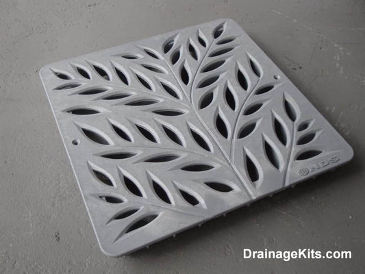 NDS 1218GY Class B ADA Compliant Botanical HDPE 12" x 12" Grate - GRAY