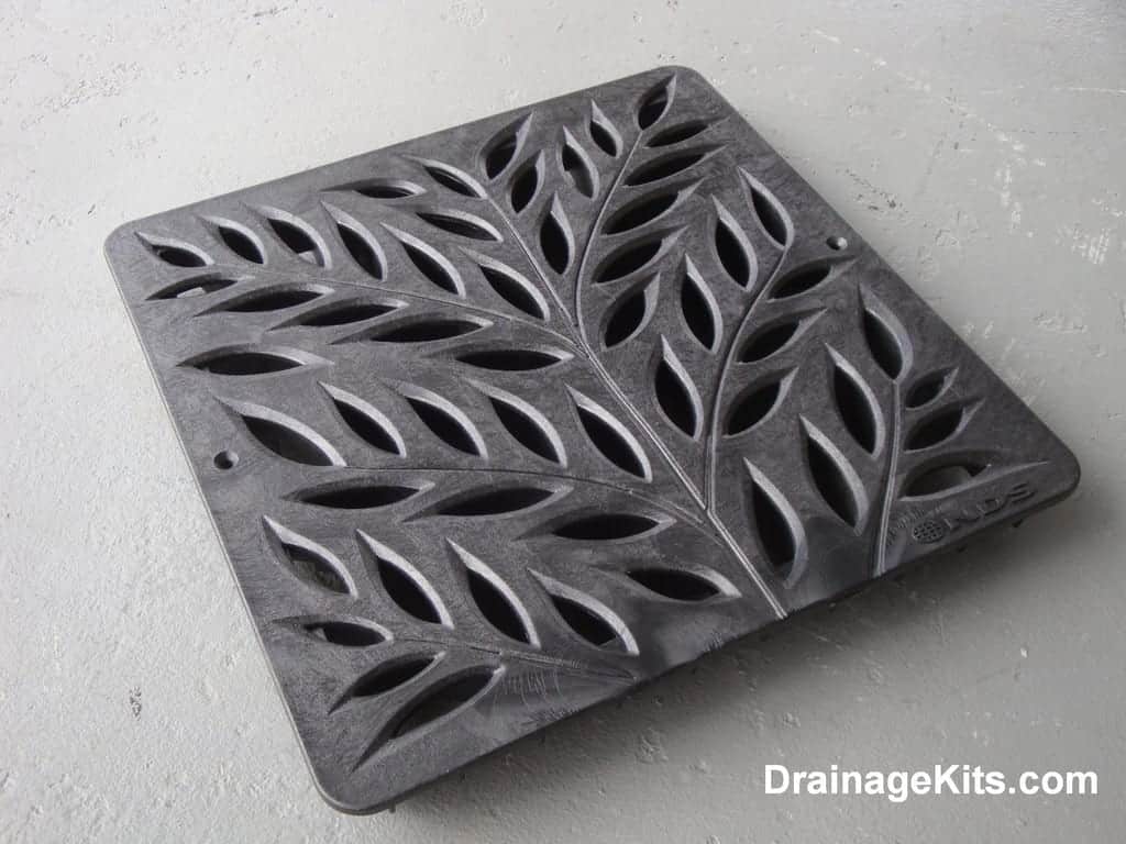 NDS 1218 Class B ADA Compliant Botanical HDPE 12" x 12" Grate - Black