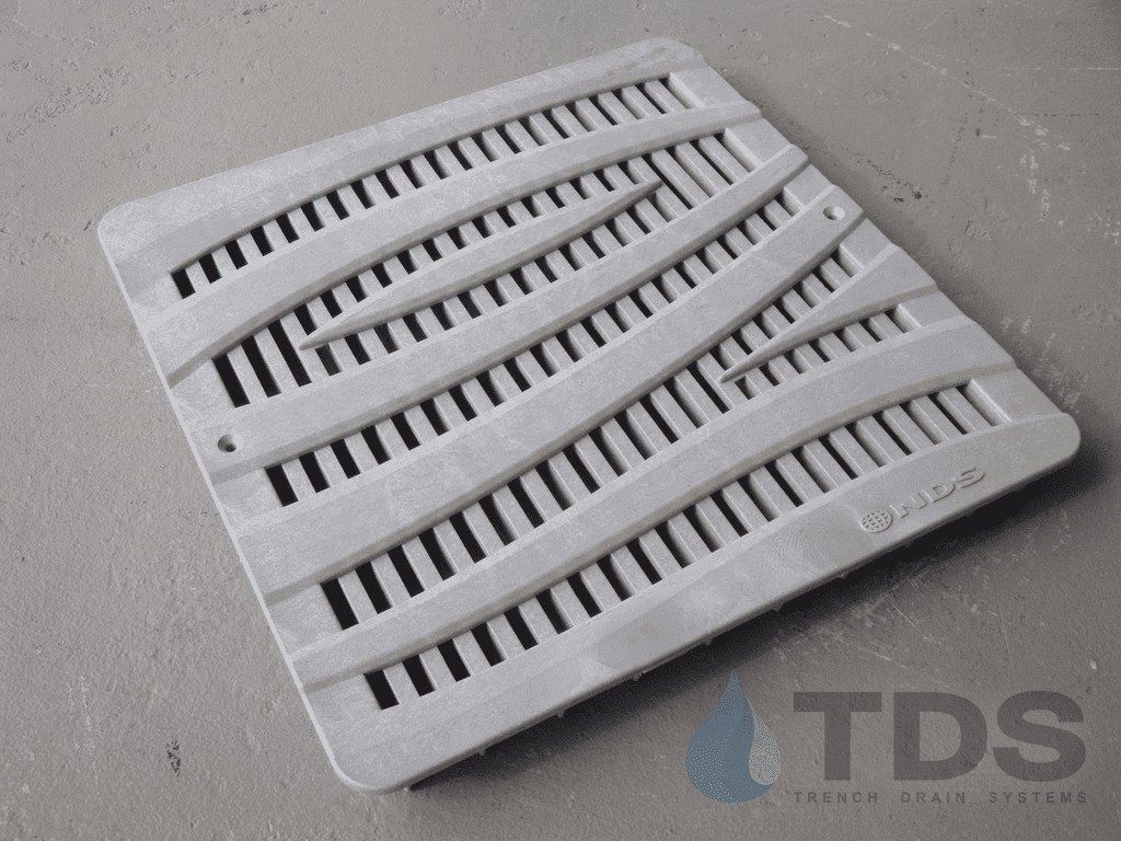 NDS 1224GY Class B ADA Compliant Wave HDPE 12" x 12" Grate - GRAY