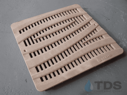 NDS 1224S Class B ADA Compliant Wave HDPE 12" x 12" Grate - SAND
