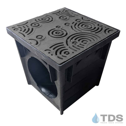 NDS 24" Catch Basin Kit with Iron Age Oblio Grate | Natural