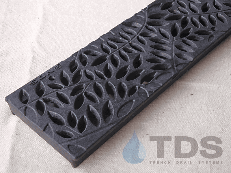 NDS 252 Class B ADA Compliant Heel-Proof Botanical HDPE 4" x 24" Grate - BLACK