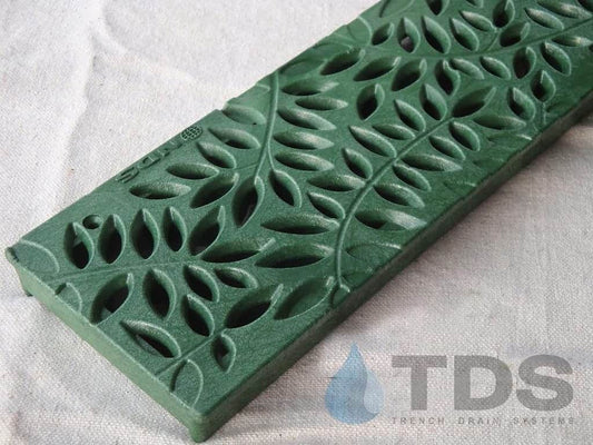 NDS 252GR - Box of 12 - Class B ADA Compliant Heel-Proof Botanical HDPE 4" x 24" Grate - GREEN