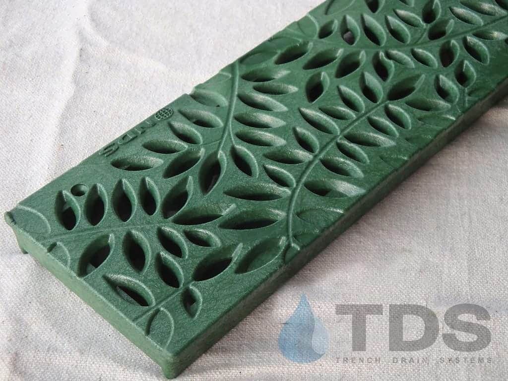 NDS 252GR - Box of 12 - Class B ADA Compliant Heel-Proof Botanical HDPE 4" x 24" Grate - GREEN