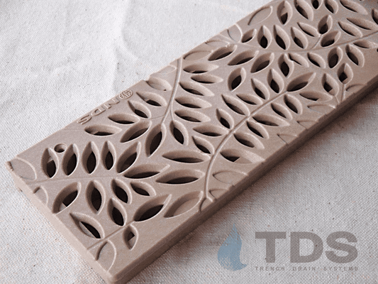 NDS 252S - Box of 12 - Class B ADA Compliant Heel-Proof Botanical HDPE 4" x 24" Grate - SAND