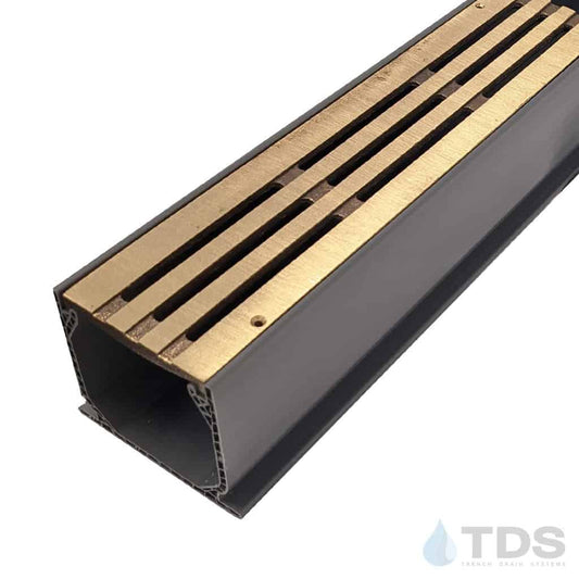 NDS 3" Gray Mini Channel Kit with TDS Bronze Age Bars Grate - Brushed