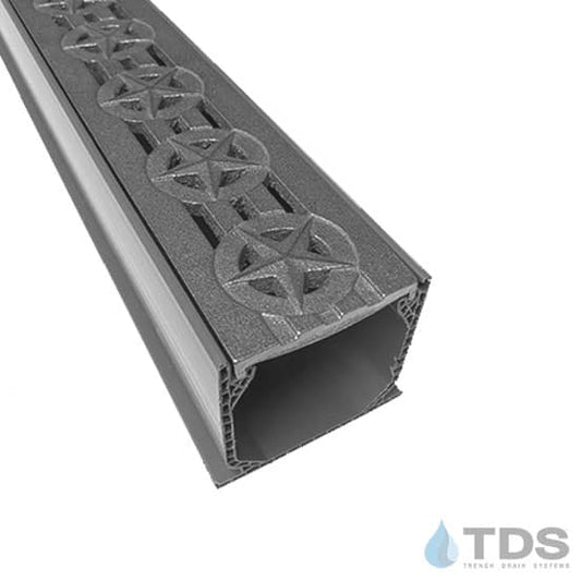 NDS 3" Gray Mini Channel Kit with TDS Bronze Age Stars Grate - Aluminum
