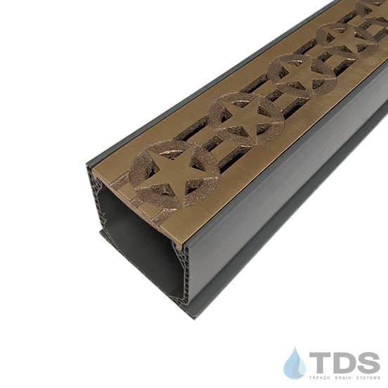 NDS 3" Gray Mini Channel Kit with TDS Bronze Age Stars Grate - Brushed