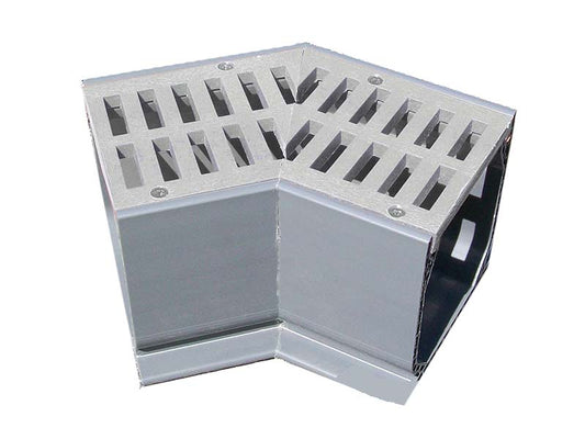 NDS 5300 Mini Channel 45 Degree Elbow with Gray Channel and Slotted Grate