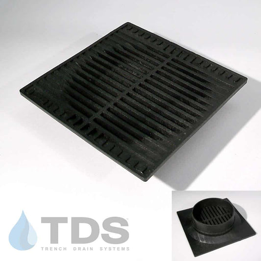 NDS 970 Class A ADA Compliant Slotted HDPE 9" x 9" Grate - BLACK