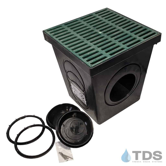 PDB-12KITG Polylok Residential Catch Basin Kit with Plastic Green Grate 12″ x 12"