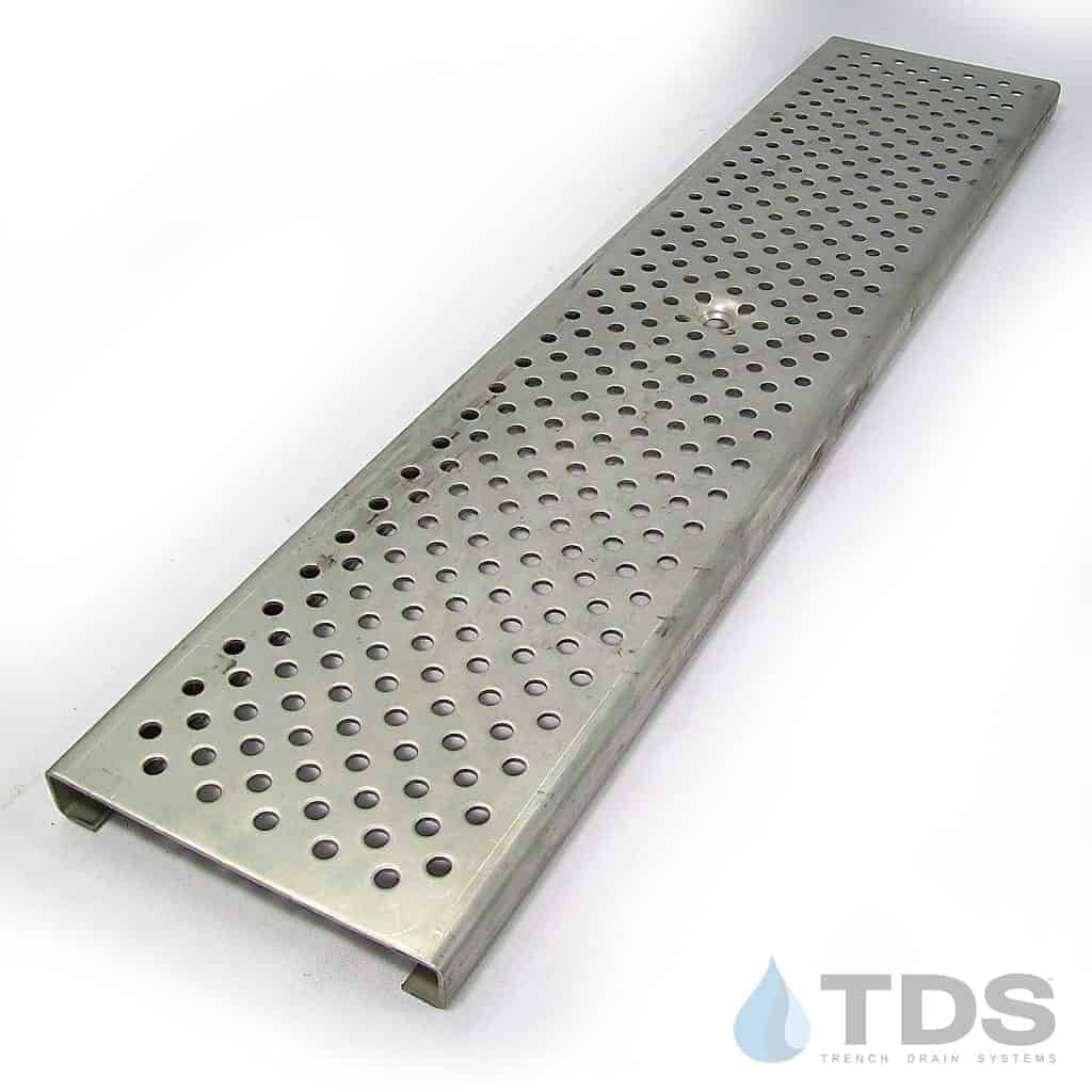 POLYCAST DG0657H ADA Compliant Perforated Stainless Steel 6" x 24" (Nominal Dimensions) Grate Class A