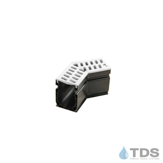 NDS 9301 Slim Channel 45 Degree Elbow with Slotted Grate - WHITE