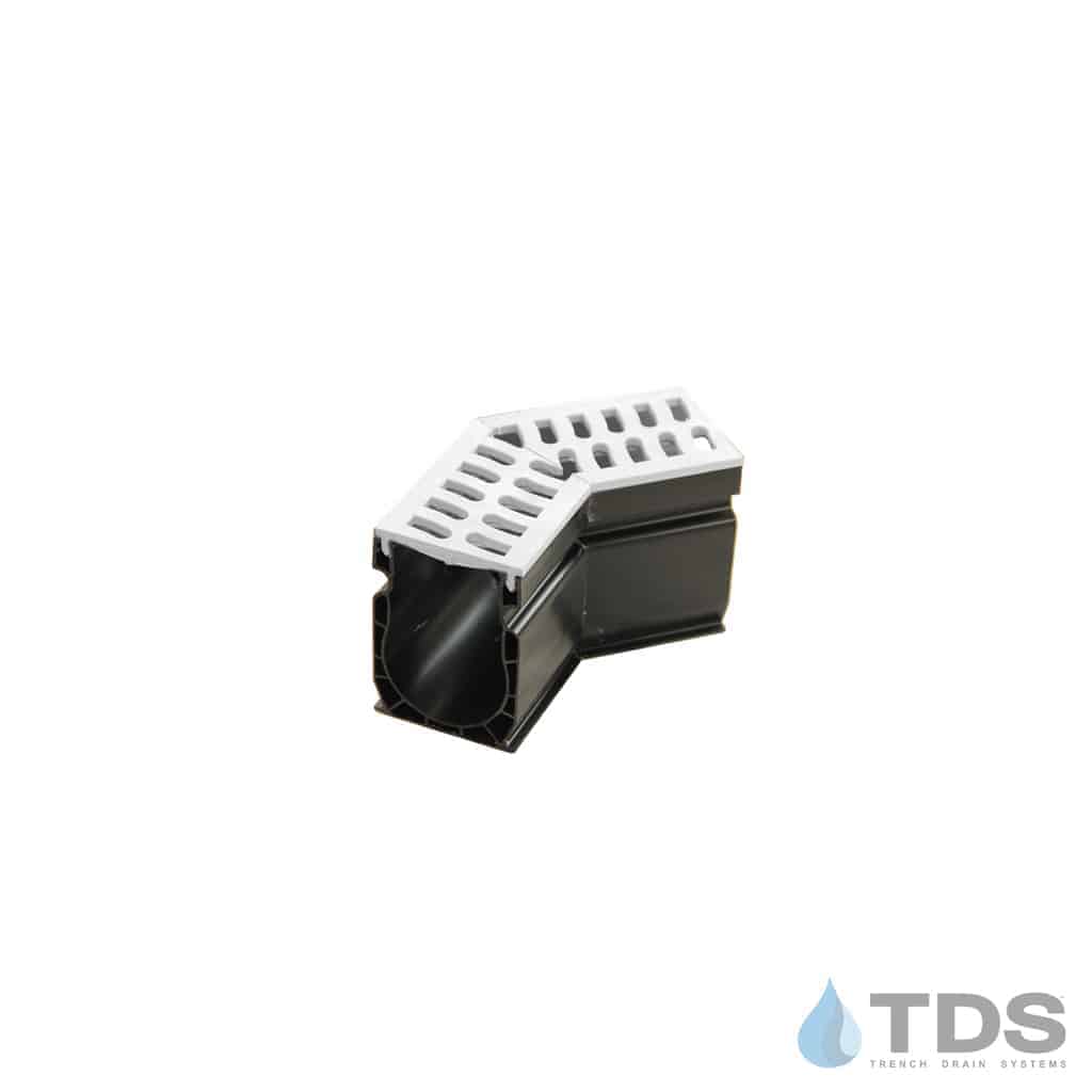 NDS 9301 Slim Channel 45 Degree Elbow with Slotted Grate - WHITE