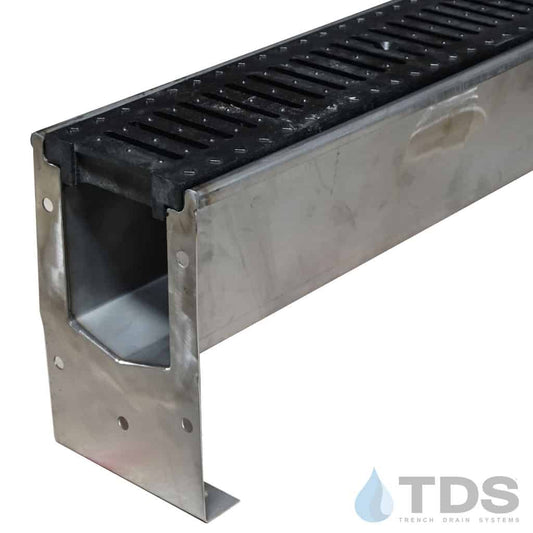 SS600 Stainless Steel Drain Kit w/ DG0670 Black Slotted Grate | Class A