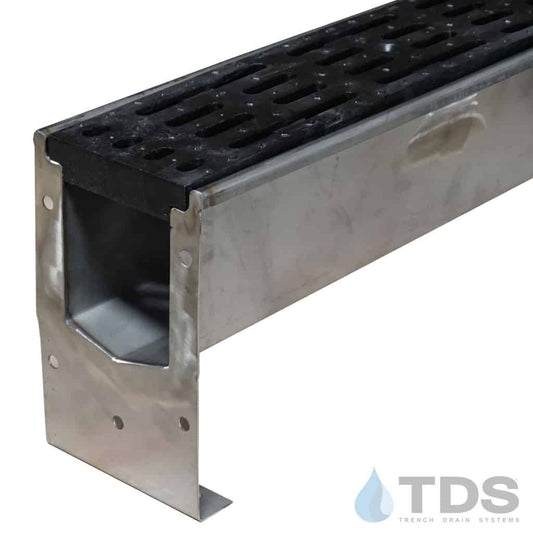 SS600 Stainless Steel Drain Kit w/ DG0675 Black Transverse Slotted Grate | Class A
