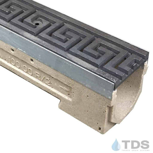 ULMA U100K Drainage Kit with Iron Age Greek Key Grate | Natual