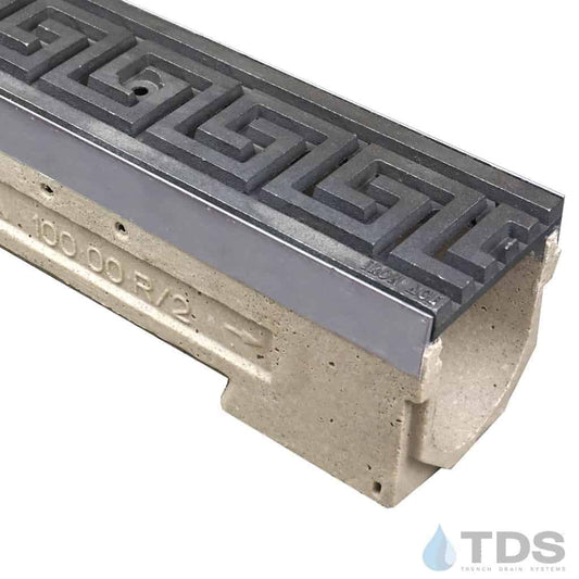 ULMA U100KX Drain Channel w/ Iron Age Greek Key Grate-RAW