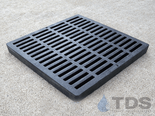 NDS 1211 Class B ADA Compliant Slotted HDPE 12" x 12" Grate - BLACK
