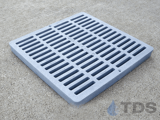 NDS 1210 Class B ADA Compliant Slotted HDPE 12" x 12" Grate - GRAY