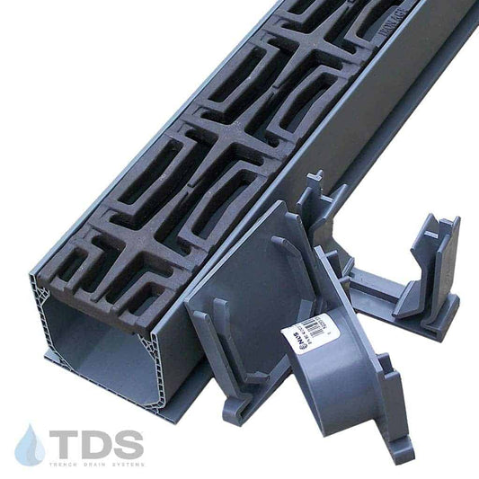 NDS 3" Gray Mini Channel Kit with Iron Age Carbochon Grate - Baked on Oil Finish