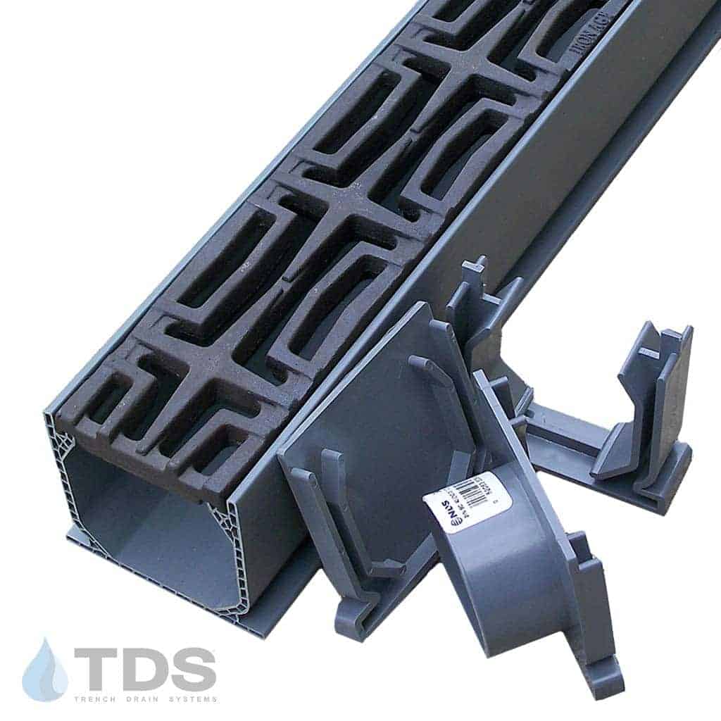 NDS 3" Gray Mini Channel Kit with Iron Age Carbochon Grate - Baked on Oil Finish