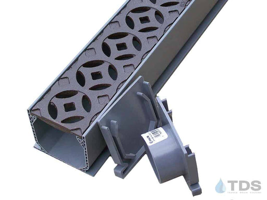 NDS 3" Gray Mini Channel Kit with Iron Age Interlaken Grate - Baked on Oil Finish