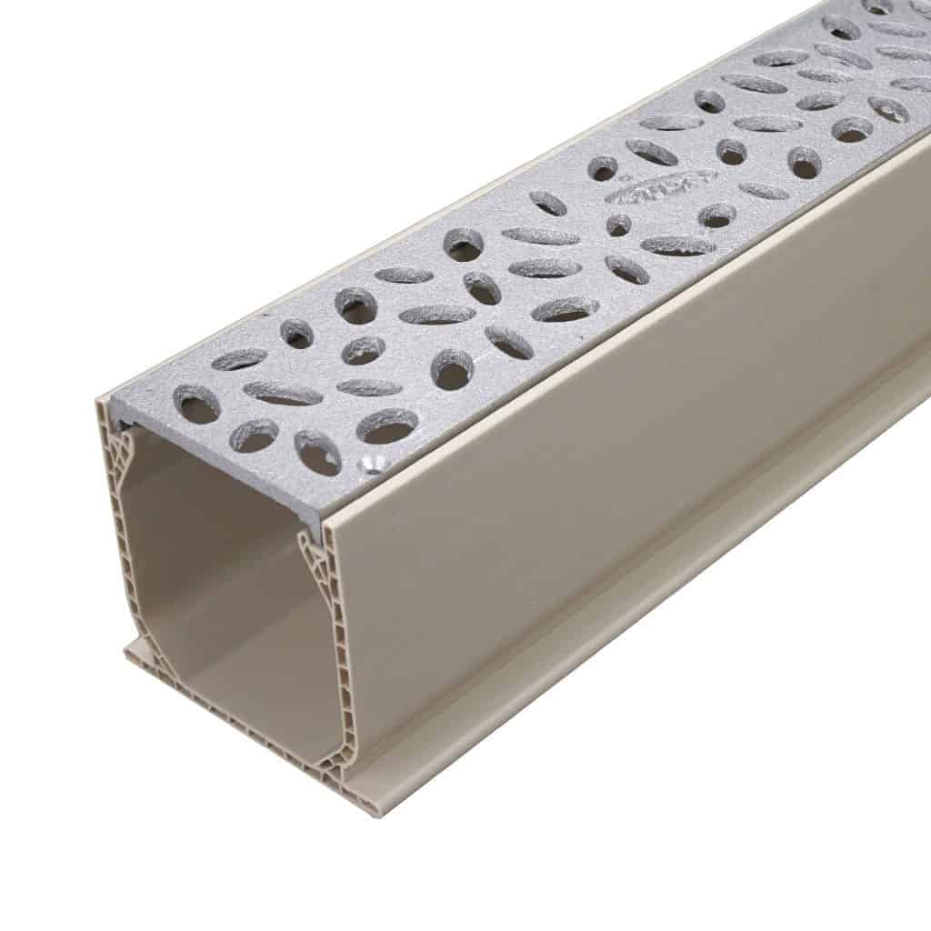 Sand Mini Channel Aluminum Raindrop Grate Decorative silver and tan | TDS- Trench Drain Systems
