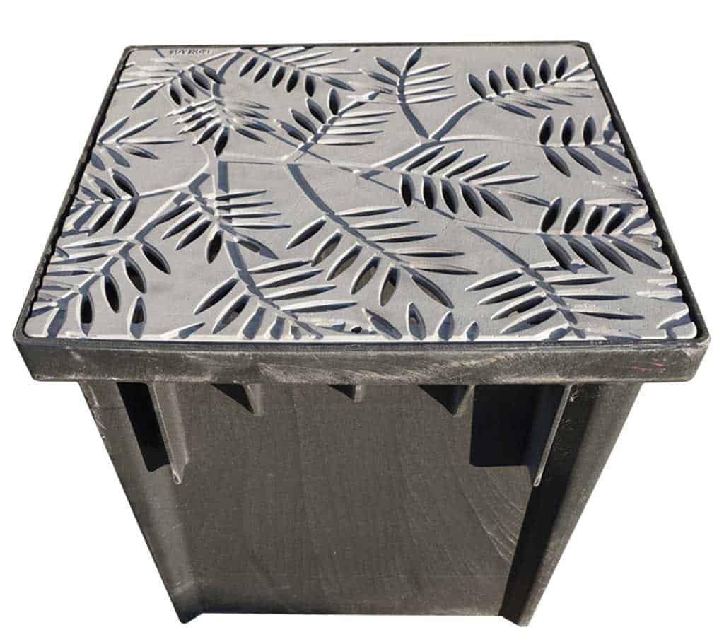 NDS 24x24 catch basin Iron Age Locust Grate plastic | TDS- Trench Drain Systems
